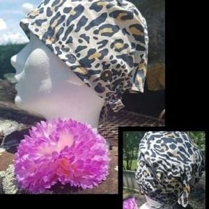 Leopard print Scrub Cap with tie